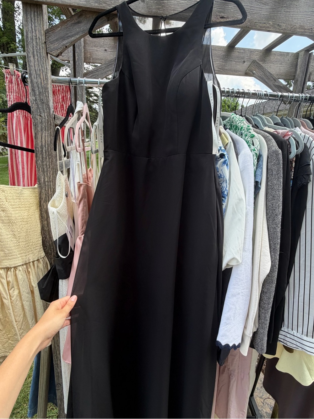 Azazie Black Sleeveless Chiffon Dress